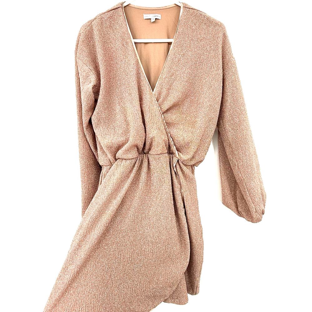 Baltic Born Size Small‎ Long Sleeve Faux Wrap Style Dress Knee Length Pink